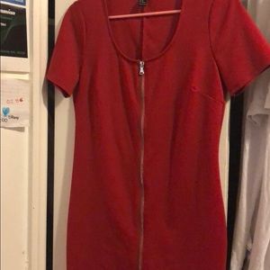 BRAND NEW! CUTE RED FOREVER 21 ZIP UP DRESS